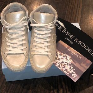 Philippe model silver leather sneakers